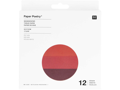 Gift wrapping tissue paper - Paper Poetry - Red, 12 pcs.