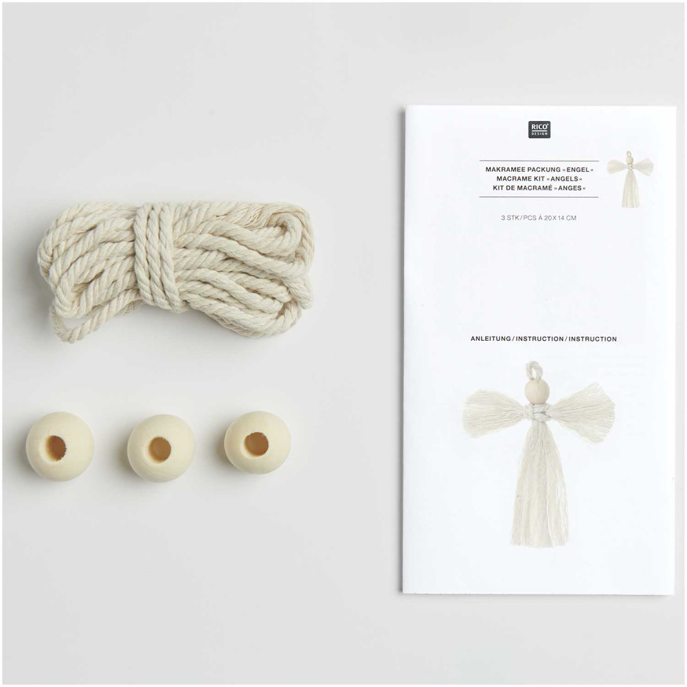 Macrame craft kit, Angels - Rico Design - 15 x 13 cm, 3 pcs.