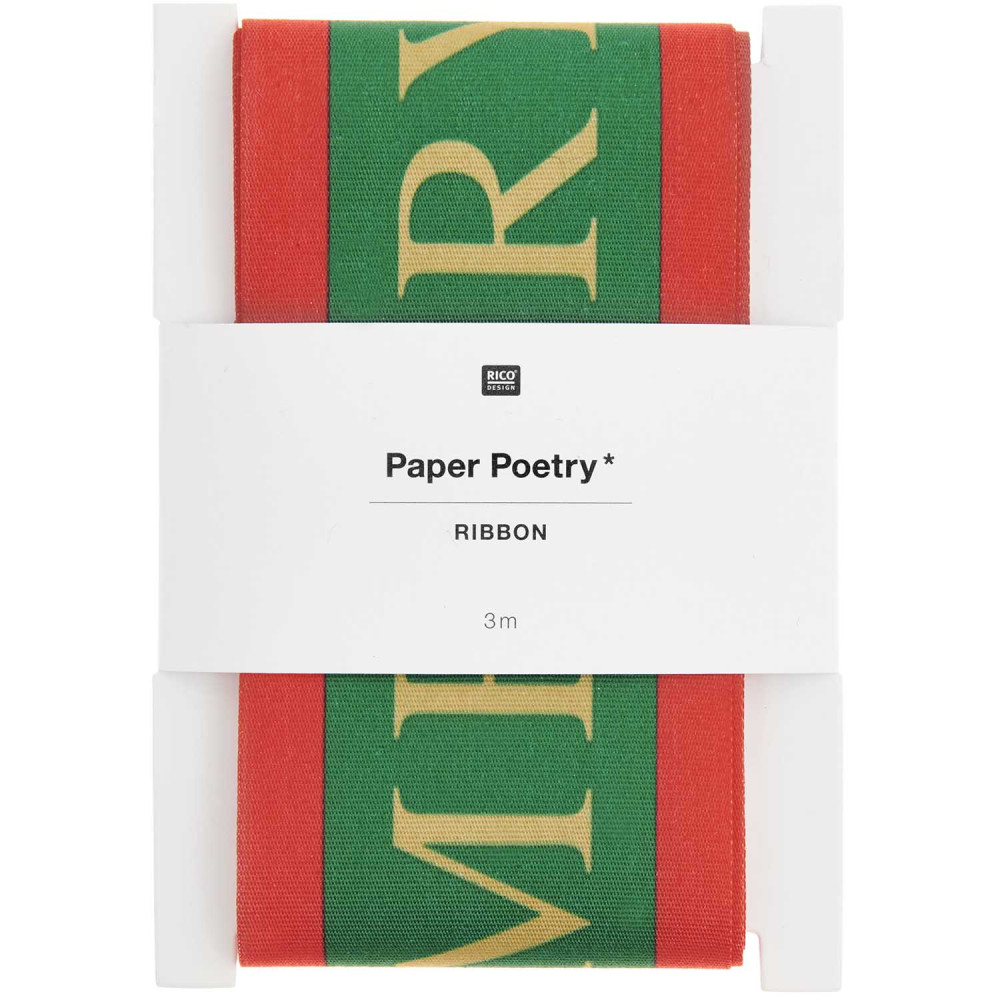Wstążka taftowa, Merry Christmas - Paper Poetry - 5,8 cm x 3 m