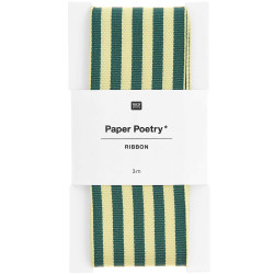 Wstążka tkana, Paski - Paper Poetry - zielono-żółta, 3,8 cm x 3 m
