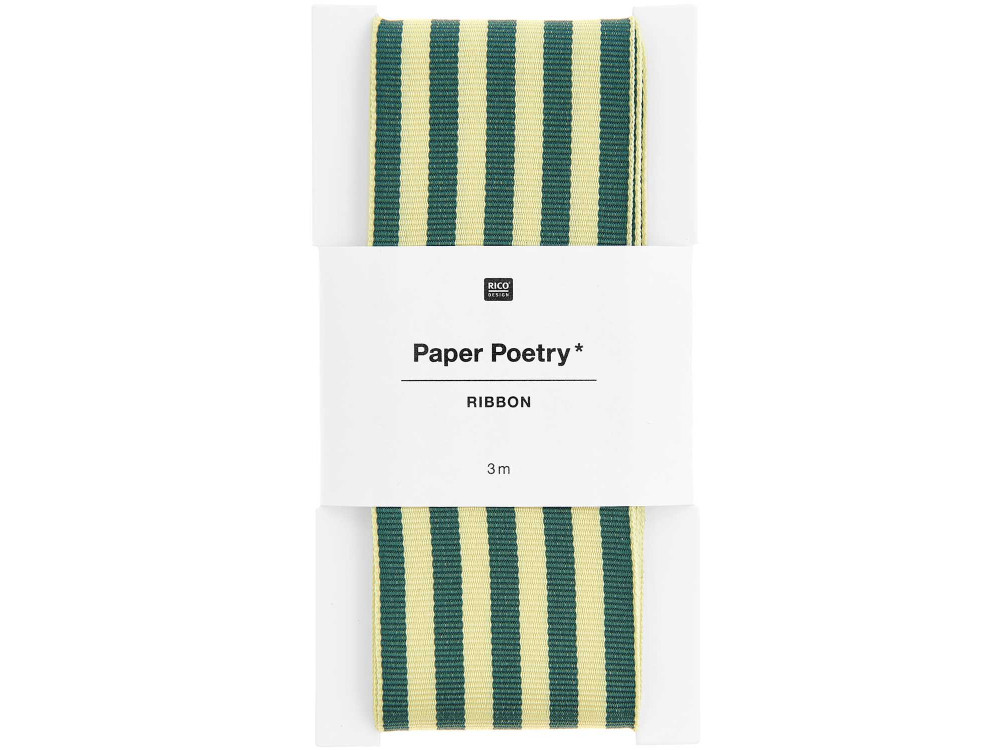 Wstążka tkana, Paski - Paper Poetry - zielono-żółta, 3,8 cm x 3 m