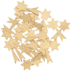 Wooden confetti Stars - Rico Design - gold, 36 pcs.