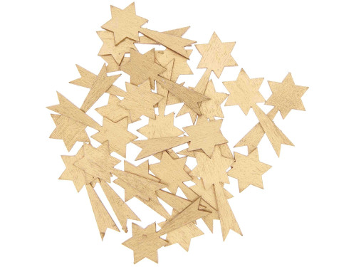 Wooden confetti Stars - Rico Design - gold, 36 pcs.