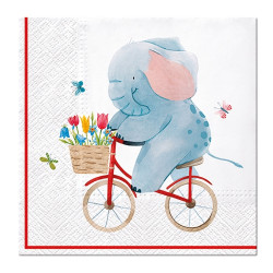 Decorative napkins - Paw - Elephant on Bike, 20 pcs.