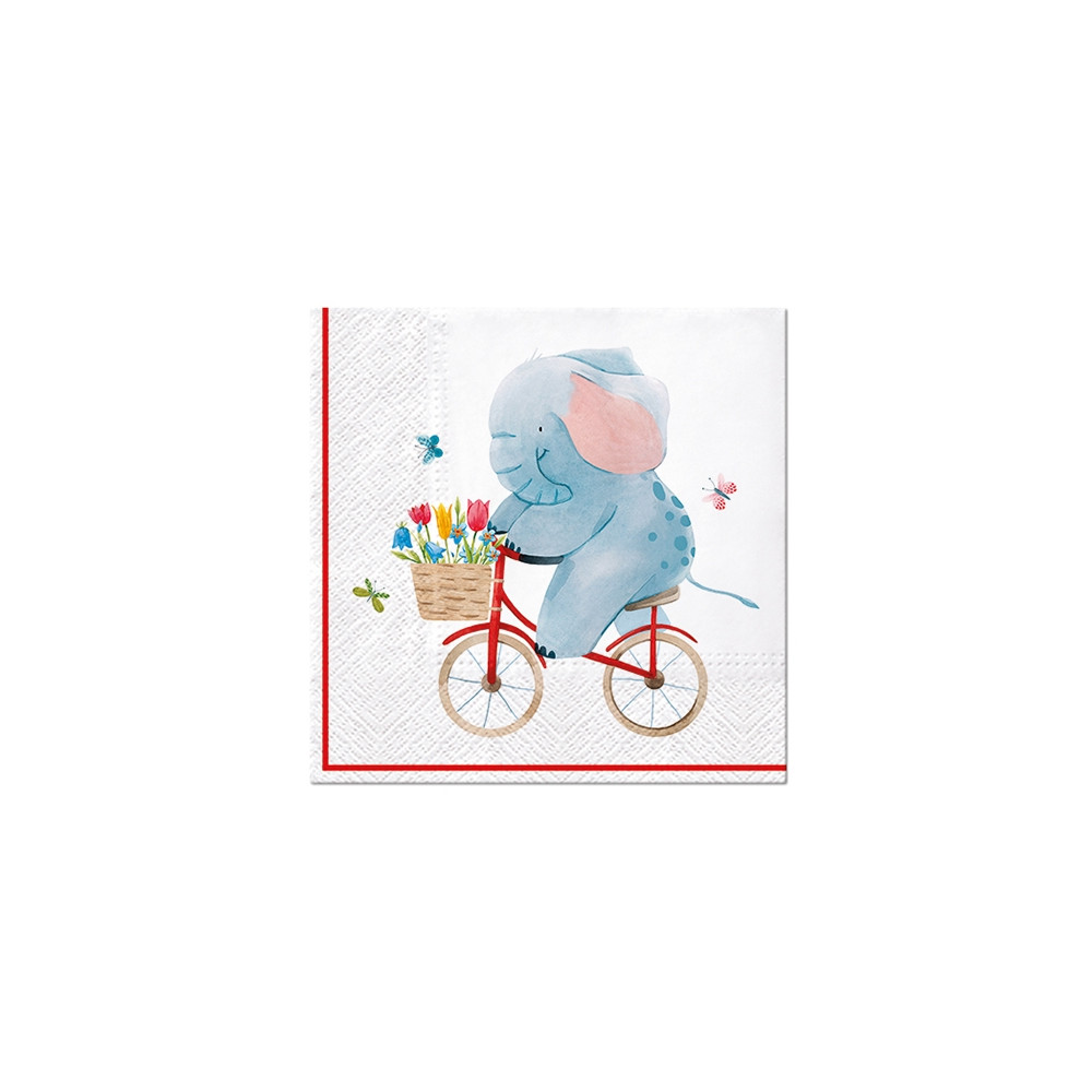 Decorative napkins - Paw - Elephant on Bike, 20 pcs.