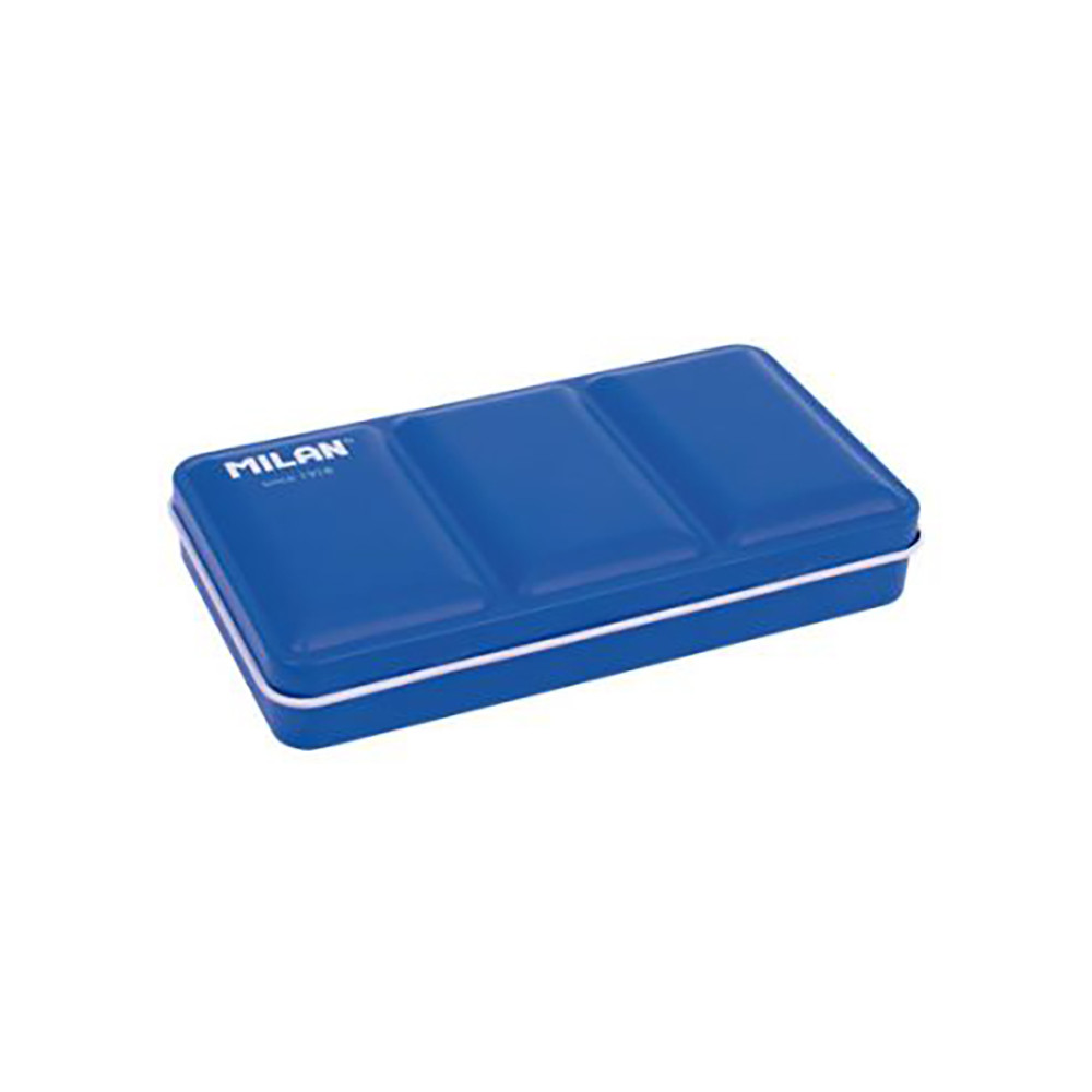 Metal case for watercolor paints in half pans - Milan - blue, 12 slots