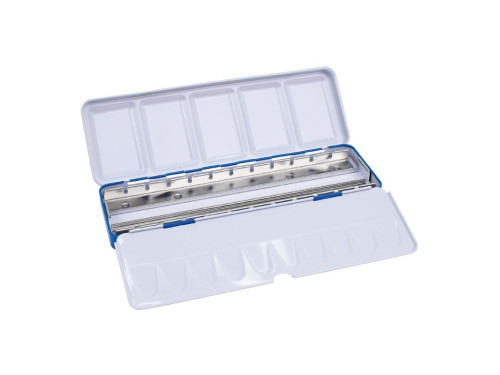 Metal case for watercolor paints in half pans - Milan - blue, 24 slots