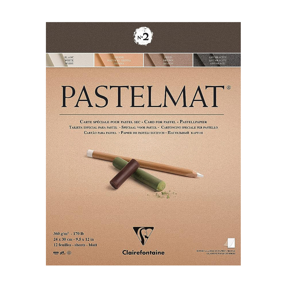 Pastelmat paper pad - Clairefontaine - no. 2, 24 x 30 cm, 360g, 12 sheets