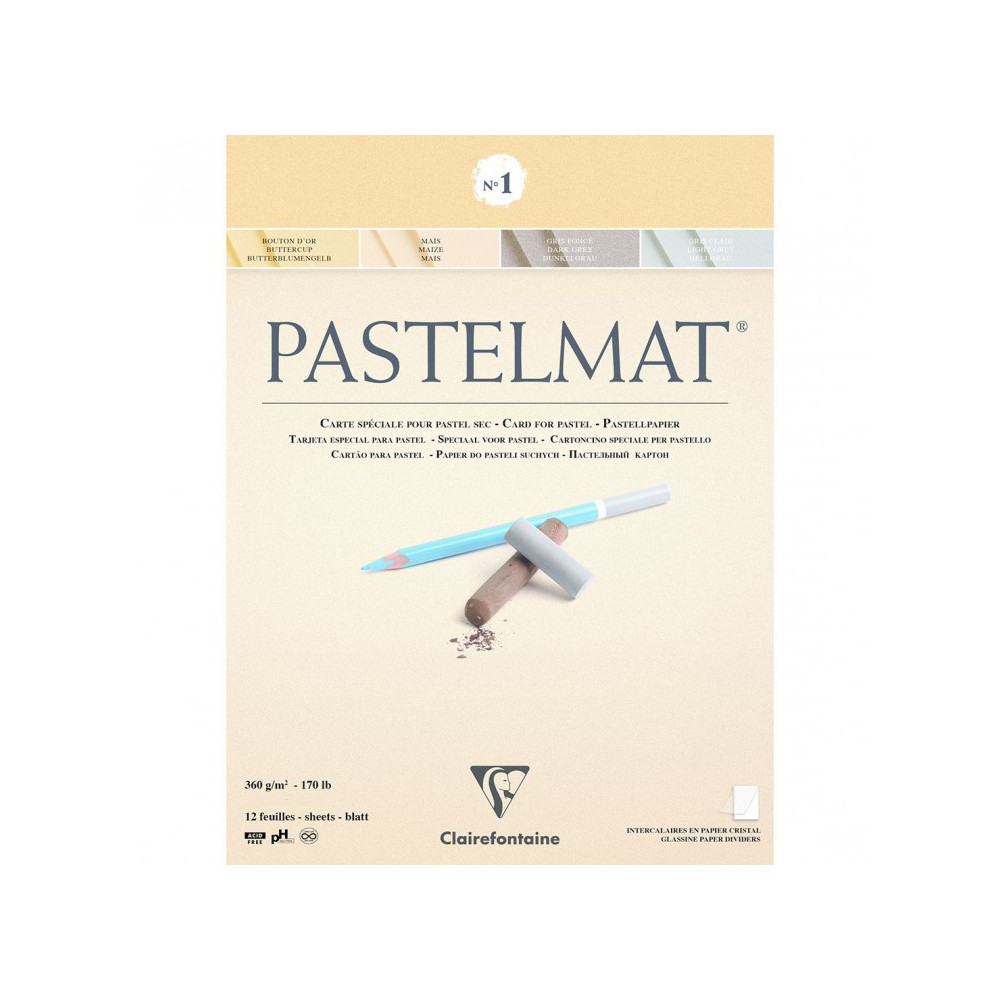 Pastelmat paper pad - Clairefontaine - no. 1, 24 x 30 cm, 360g, 12