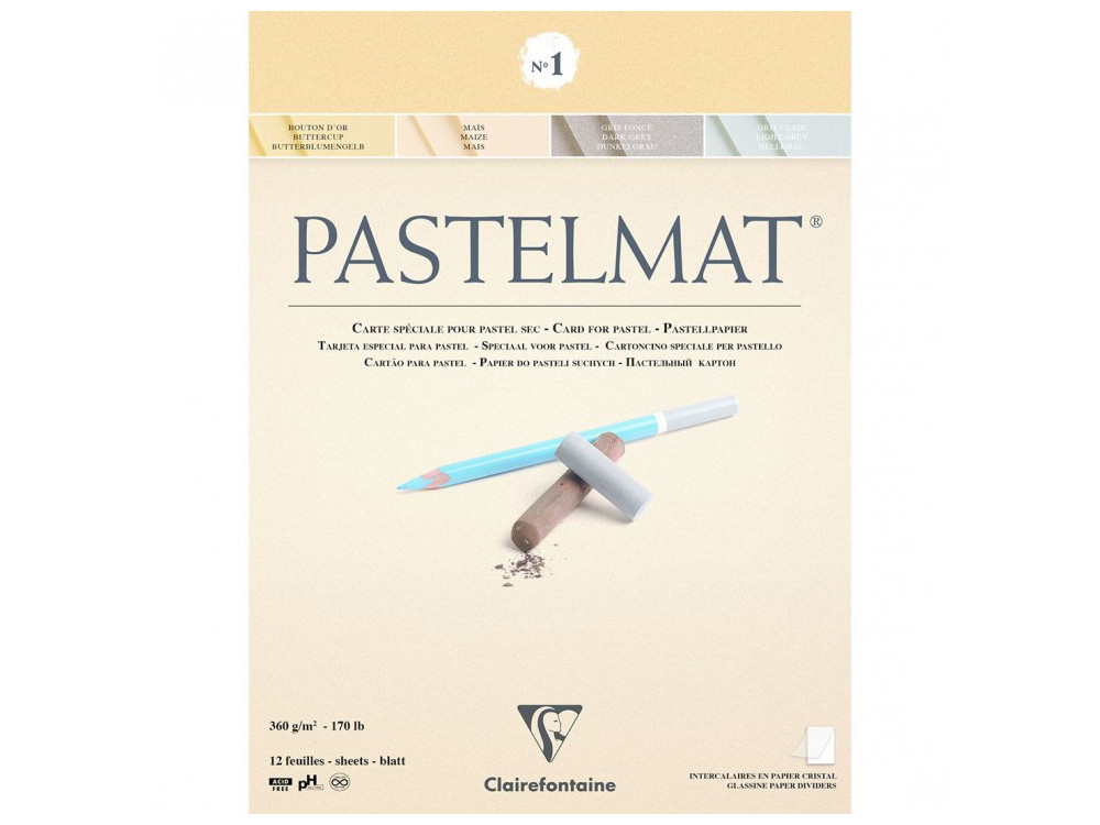 Pastelmat paper pad - Clairefontaine - no. 1, 24 x 30 cm, 360g, 12 sheets