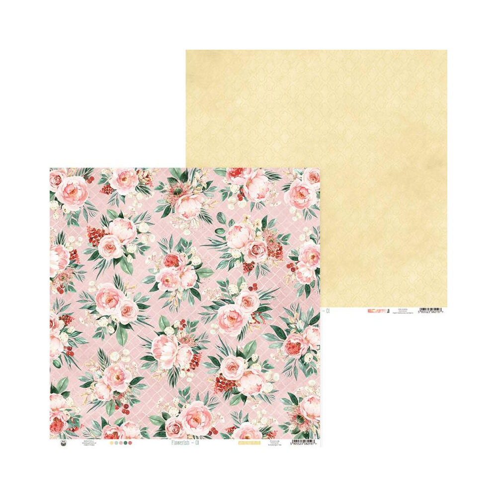 Set of scrapbooking papers 15,3 x 15,3 cm - Piątek Trzynastego - Flowerish