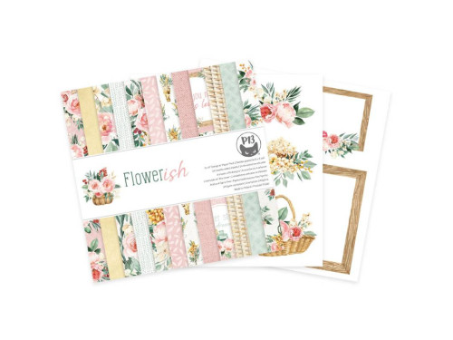Set of scrapbooking papers 15,3 x 15,3 cm - Piątek Trzynastego - Flowerish