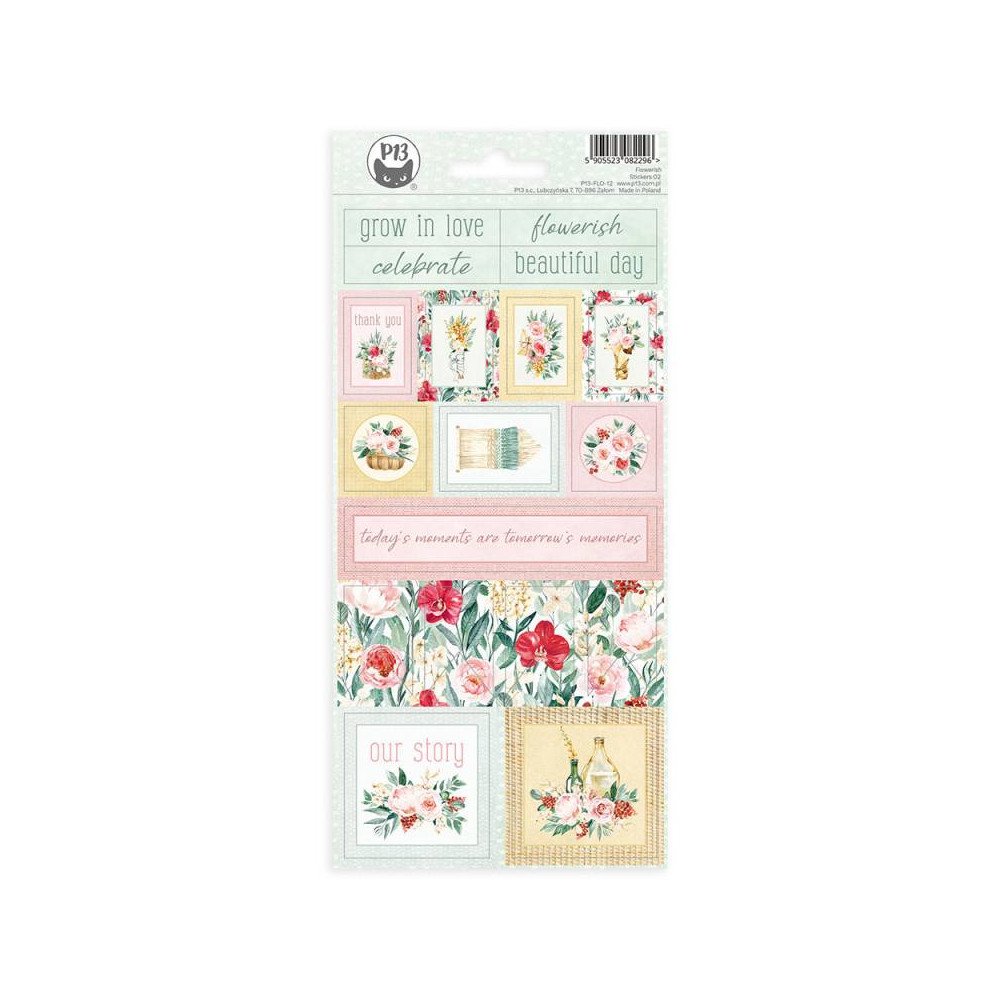 Set of paper stickers 10,5 x 23 cm - Piątek Trzynastego - Flowerish 02