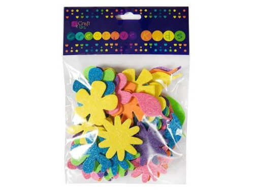 Glitter foam stickers - DpCraft - flowers, 72 pcs.
