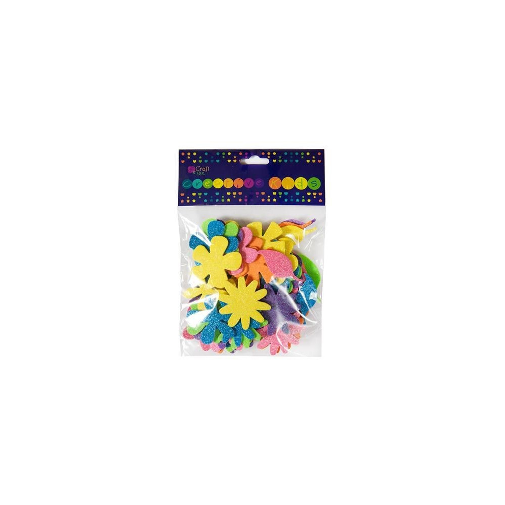 Glitter foam stickers - DpCraft - flowers, 72 pcs.