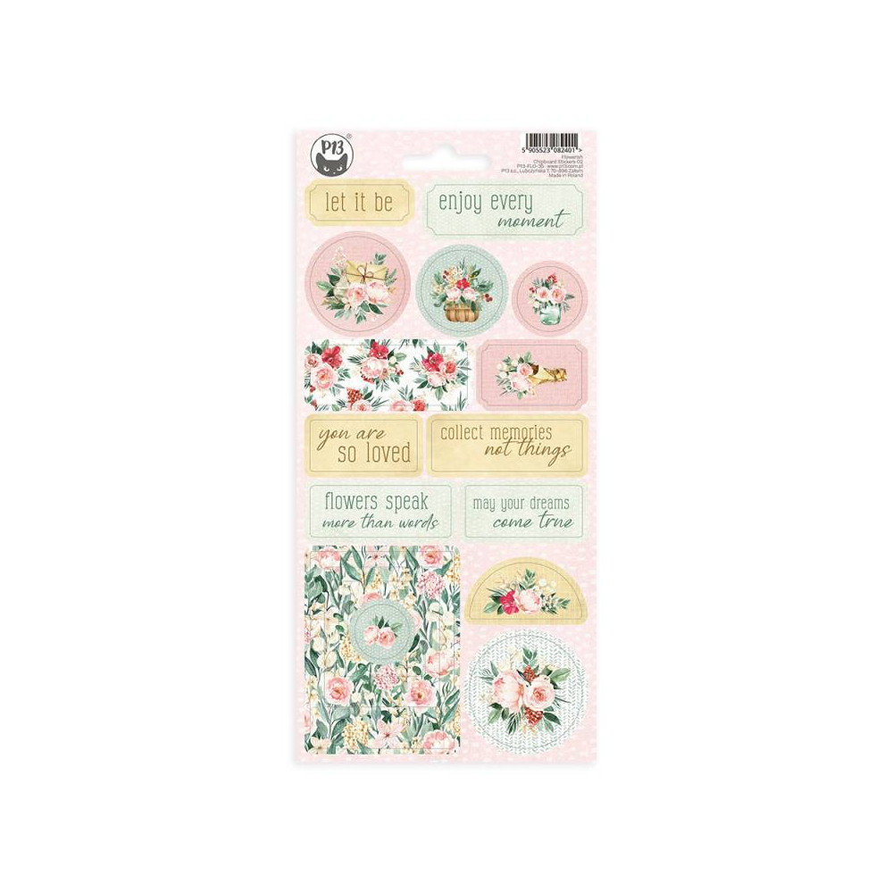 Set of cardboard stickers 10,5 x 22 cm - Piątek Trzynastego - Flowerish 02