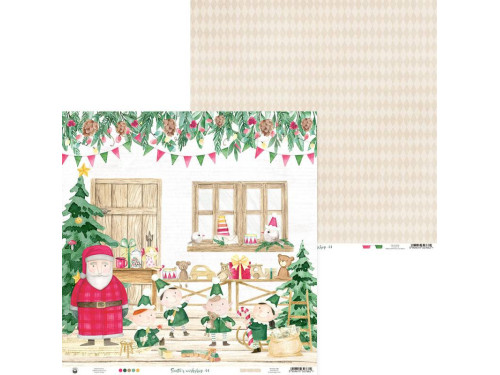Papier do scrapbookingu 30,5 x 30,5 cm - Piątek Trzynastego - Santa's Workshop 01