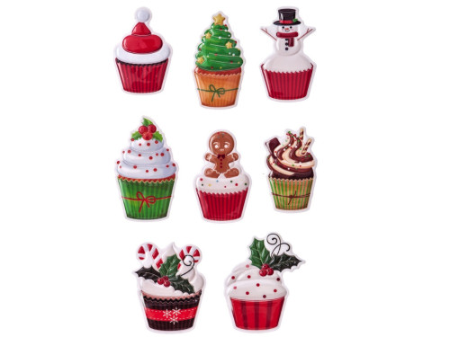 Puffy stickers Christmas Muffins - DpCraft - 8 pcs.