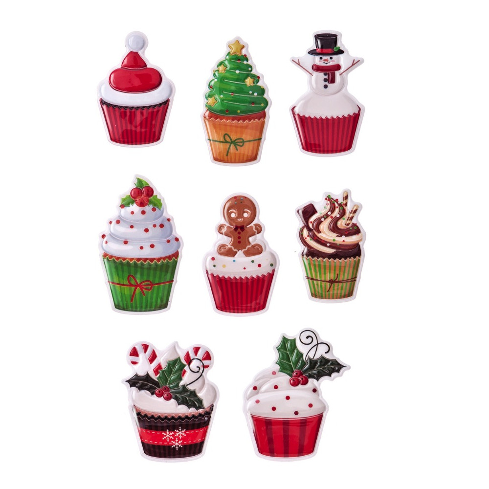 Puffy stickers Christmas Muffins - DpCraft - 8 pcs.