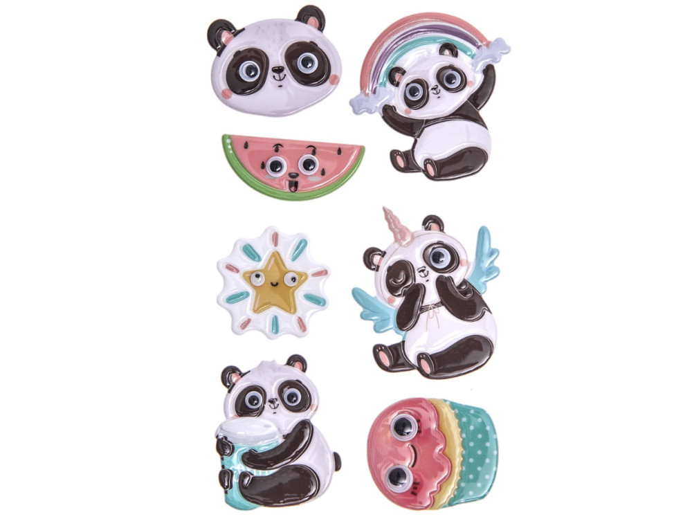 Puffy stickers Pandas - DpCraft - 7 pcs.