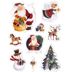 Gel stickers with glitter Christmas - DpCraft - 9 pcs.
