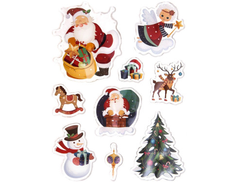 Gel stickers with glitter Christmas - DpCraft - 9 pcs.