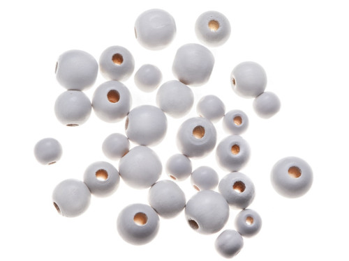 Wooden beads - DpCraft - white, 30 pcs.