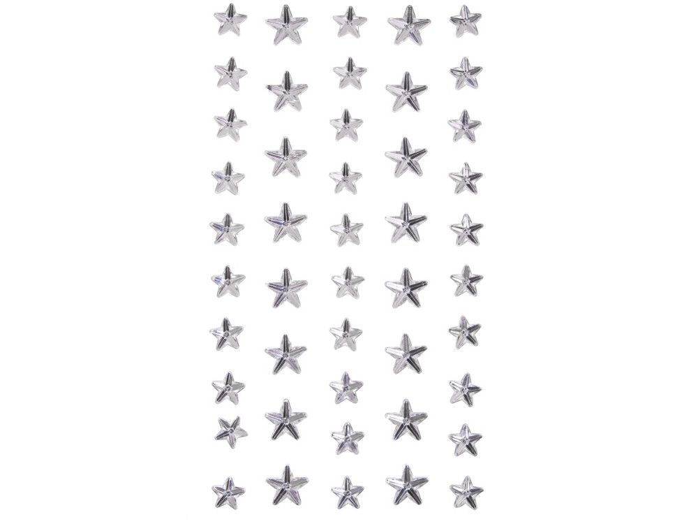 Self-adhesive crystals Stars - DpCraft - silver, 46 pcs.