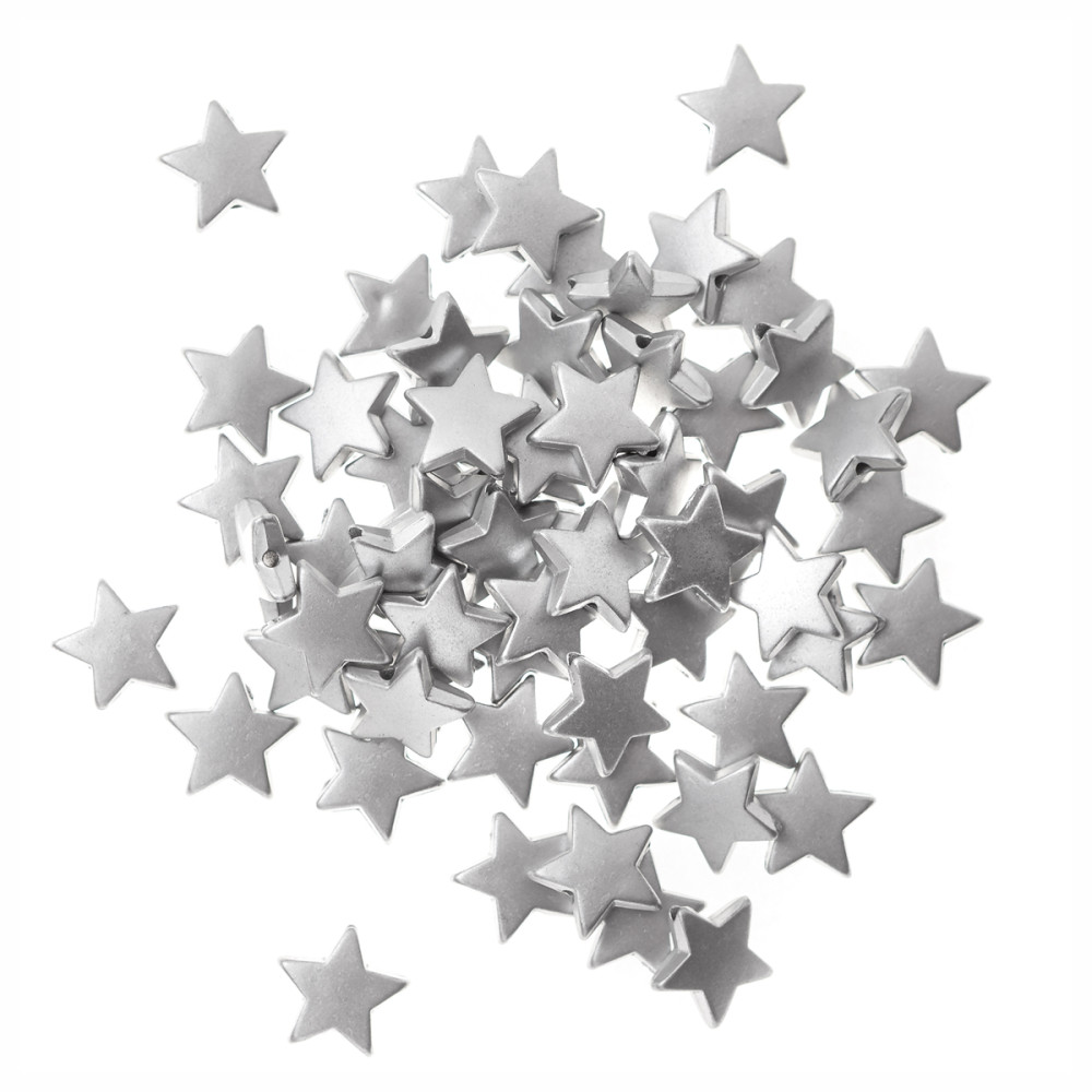 Stars beads - DpCraft - silver, 60 pcs.