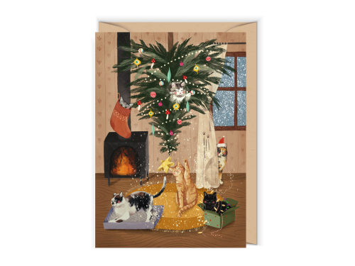 Greeting card 12 x 17 cm - Cudowianki - Christmas Cats
