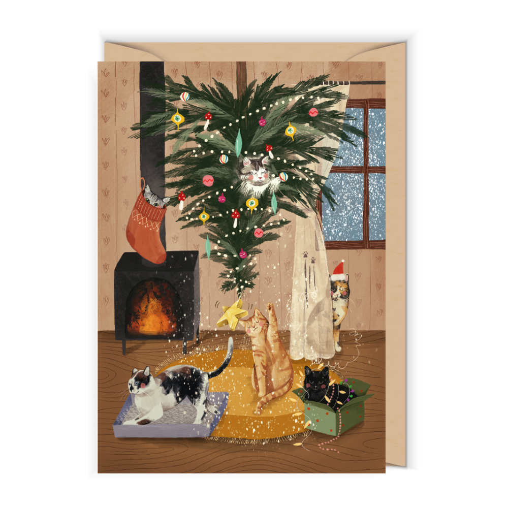 Greeting card 12 x 17 cm - Cudowianki - Christmas Cats