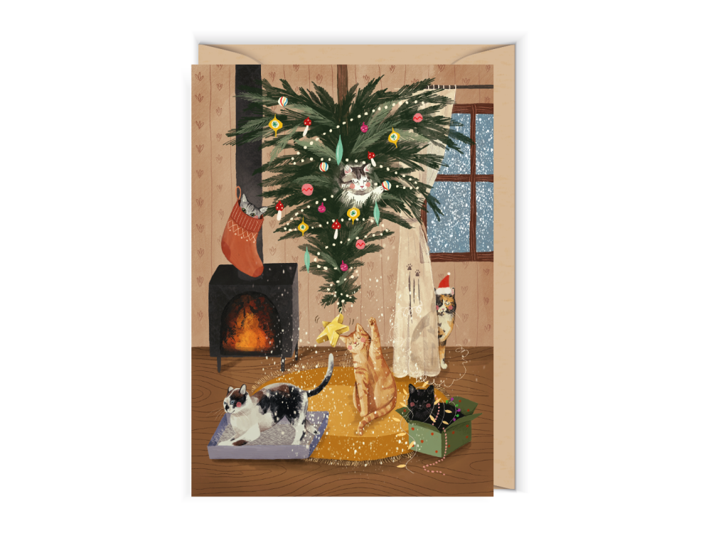 Greeting card 12 x 17 cm - Cudowianki - Christmas Cats
