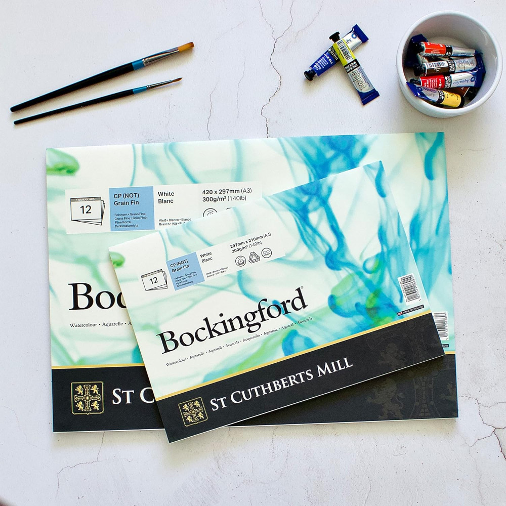 Bockingford Watercolor paper pad - hot press, 21 x 29,7 cm, 300 g, 12 sheets