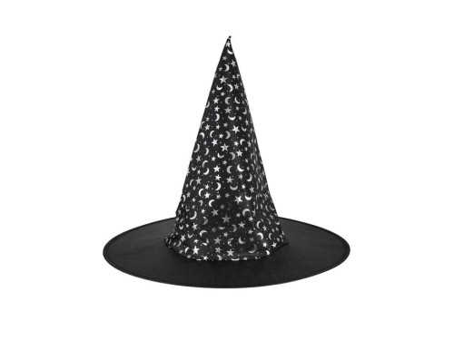 Witch hat with Stars and Moon print - black, 38 x 32 cm