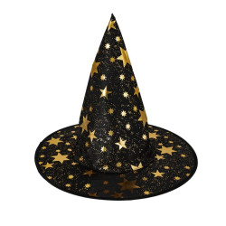 Witch hat with Stars print - black, 38 x 32 cm