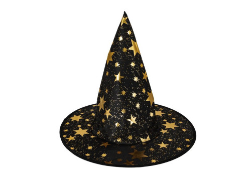 Witch hat with Stars print - black, 38 x 32 cm