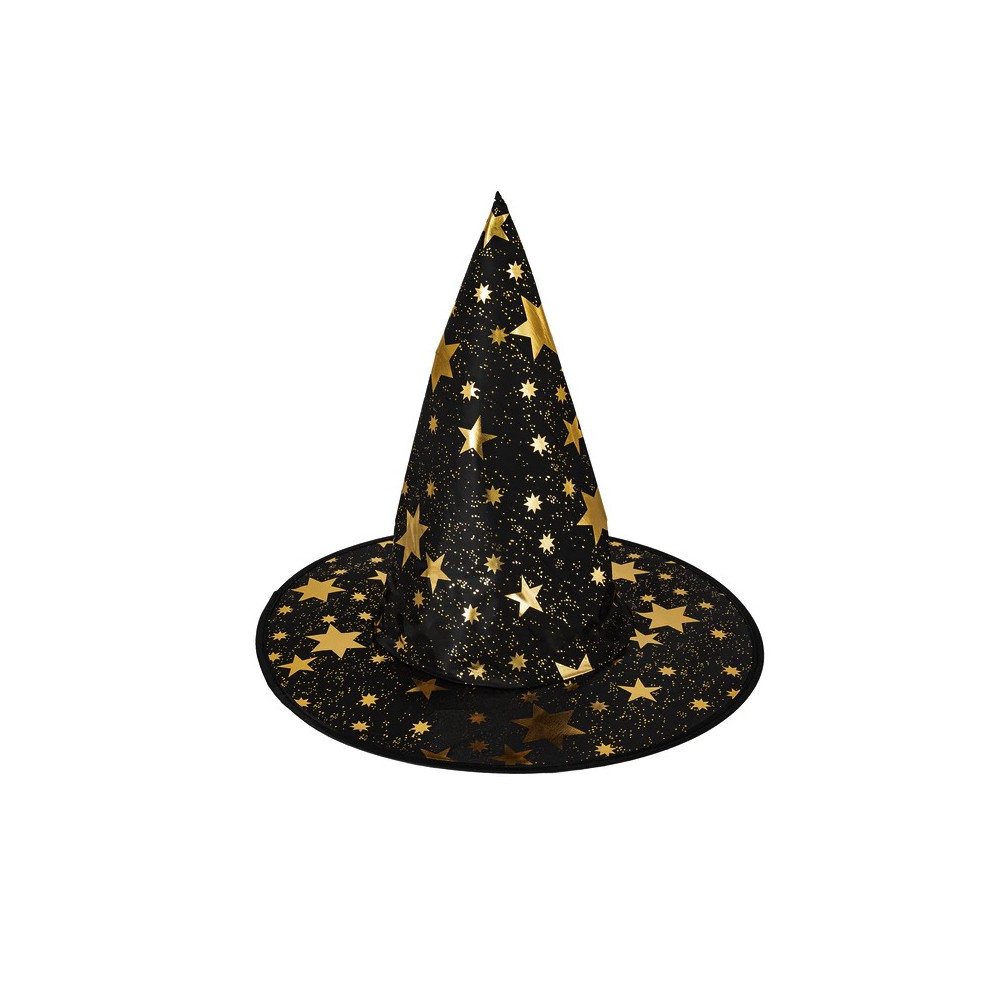 Witch hat with Stars print - black, 38 x 32 cm
