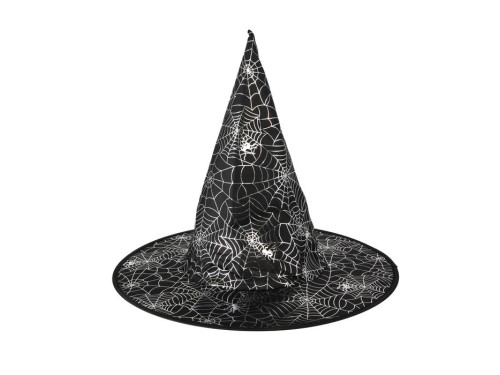 Witch hat with Spider Web print - black, 38 x 32 cm