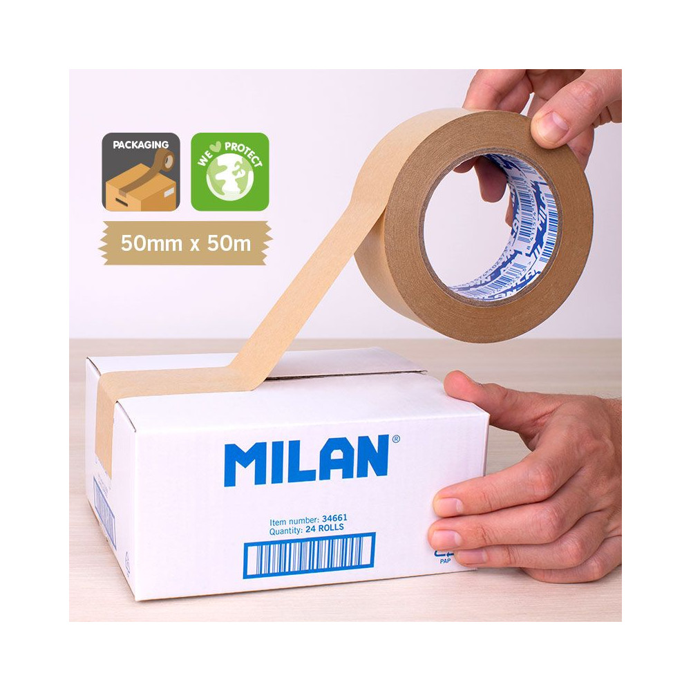 Taśma pakowa papierowa - Milan - kraft, 45 mm x 40 m