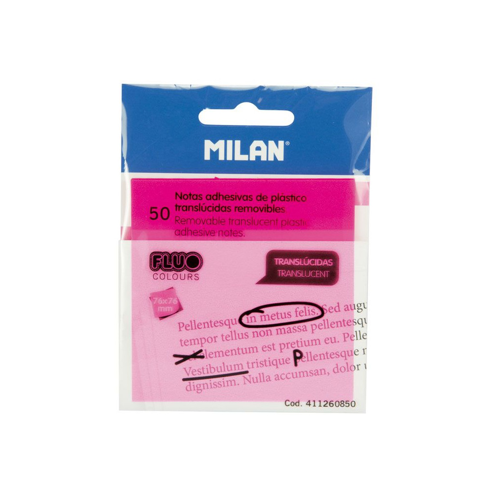 Sticky Fluo notes - Milan - pink, 50 pcs.