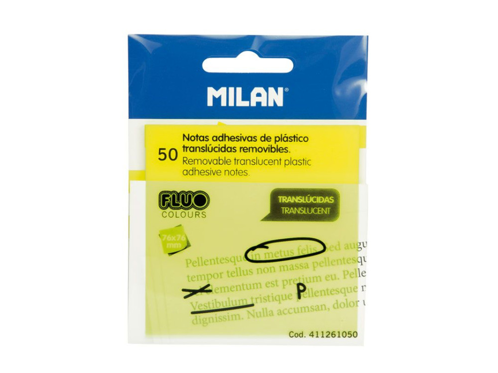 Karteczki samoprzylepne Fluo - Milan - żółte, 50 szt.