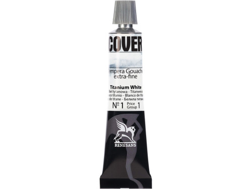 Tempera Gouache Cover - Renesans - 01, Titanium White, 20 ml