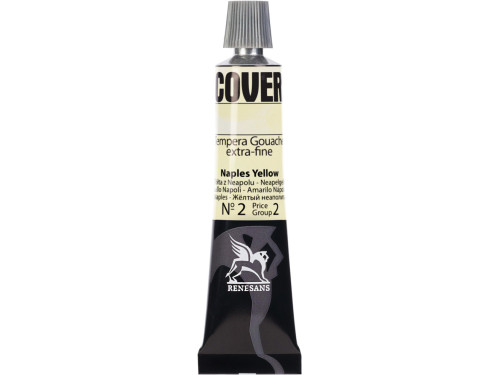 Tempera Gouache Cover - Renesans - 02, Naples Yellow, 20 ml