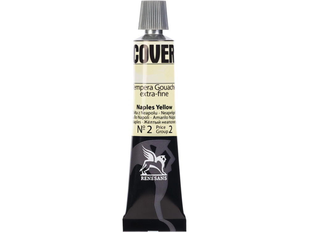 Tempera Gouache Cover - Renesans - 02, Naples Yellow, 20 ml