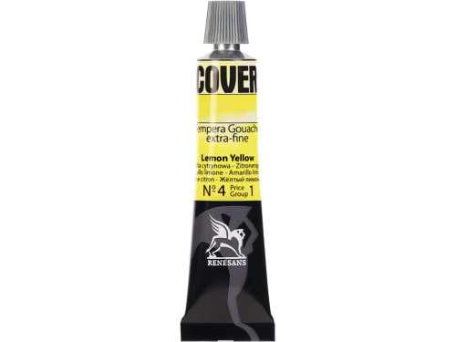Farba Tempera Cover - Renesans - 04, żółta cytrynowa, 20 ml
