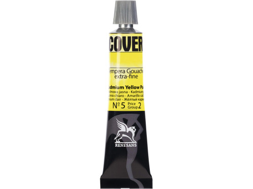 Tempera Gouache Cover - Renesans - 05, Cadmium Yellow Pale, 20 ml