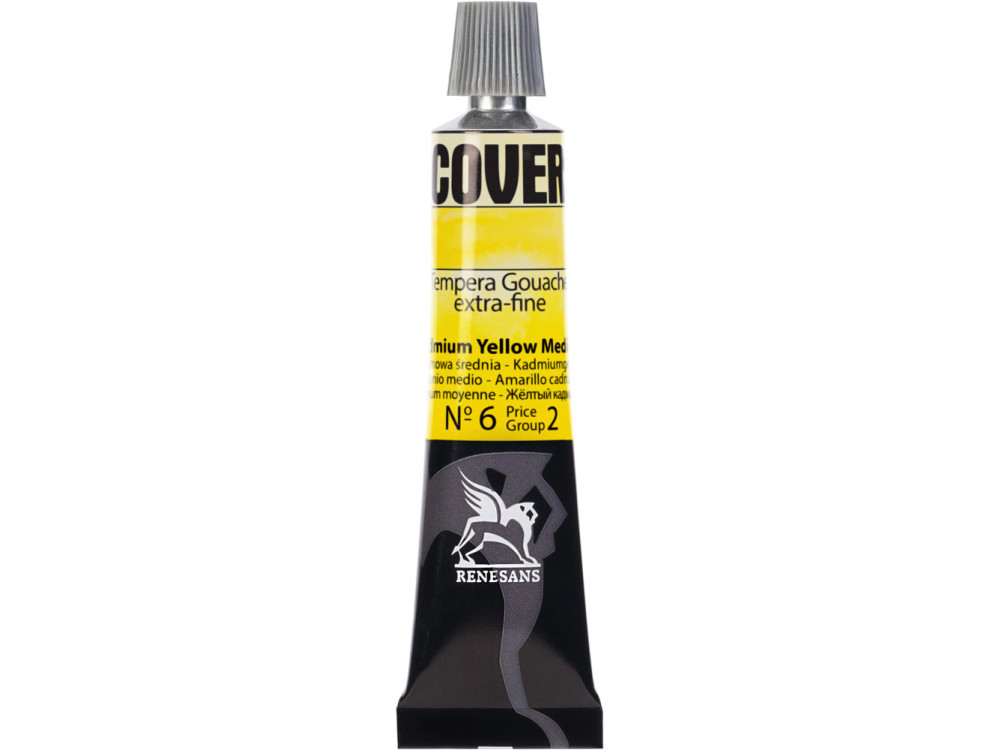 Tempera Gouache Cover - Renesans - 06, Cadmium Yellow Medium, 20 ml