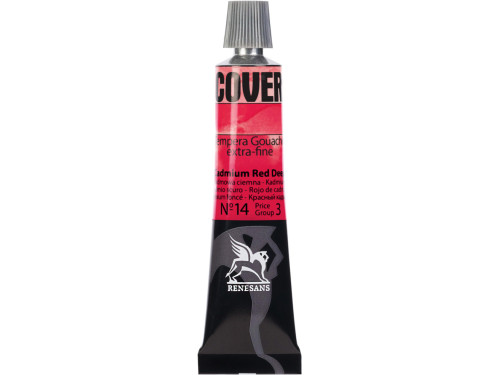 Tempera Gouache Cover - Renesans - 14, Cadmium Red Deep, 20 ml