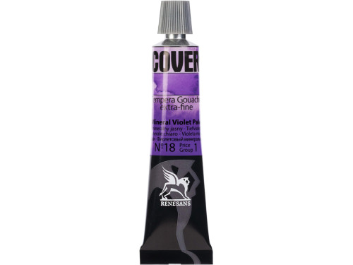 Tempera Gouache Cover - Renesans - 18, Mineral Violet Pale, 20 ml