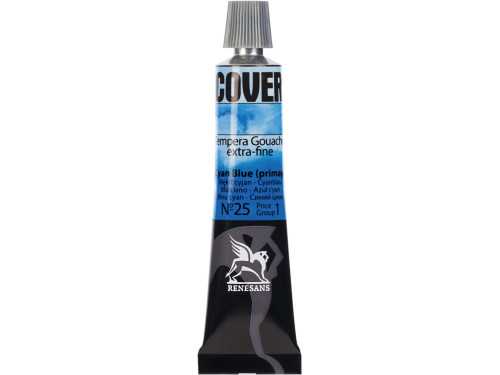 Farba Tempera Cover - Renesans - 25, błękit cyjan, 20 ml